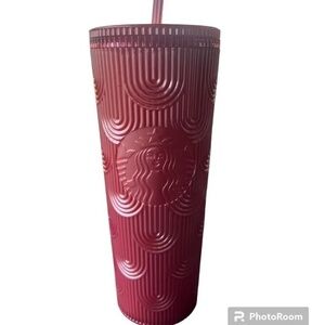 Starbucks Tumbler Pink Shell Shimmer Mermaid Straw 24oz Cold Cup Plastic NEW